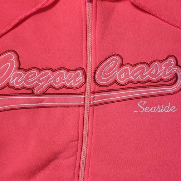 ☔️🩵Hot Pink Oregon Coast Seaside Zippered Hoodie Sweatshirt Jacket Large - Picture 5 of 10